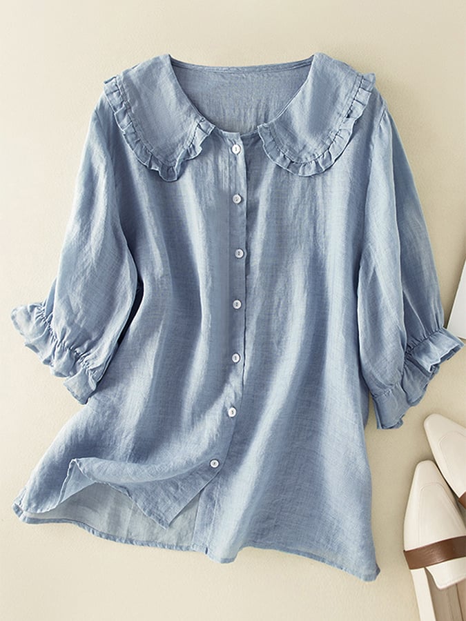 Lily – Ruffle Neck Shirt