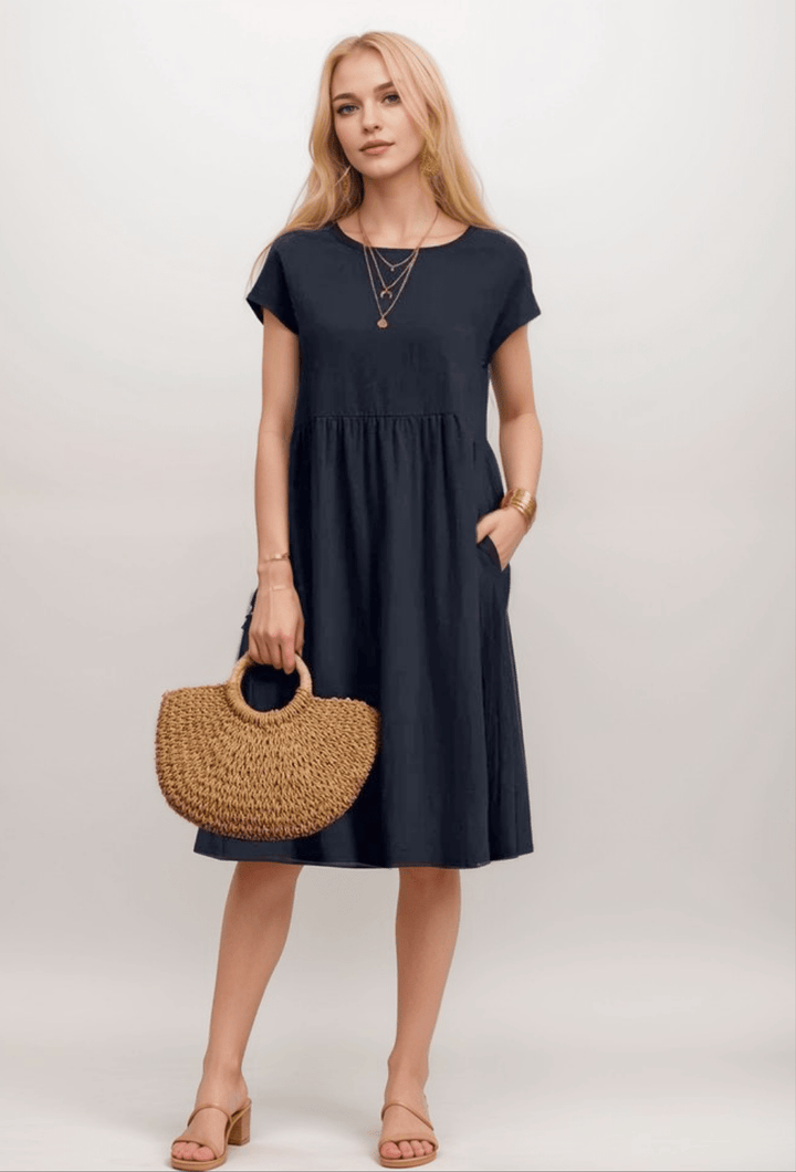 Casual Midi T-Shirt Dress | Relaxed Fit & Side Pockets | Everyday Comfort