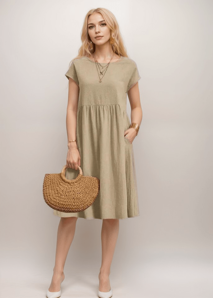 Casual Midi T-Shirt Dress | Relaxed Fit & Side Pockets | Everyday Comfort