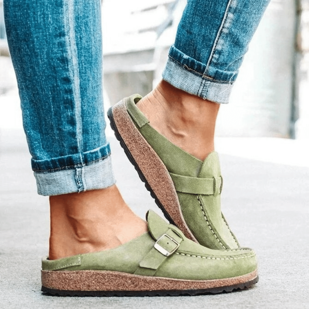 Comfortable Ergonomic Slip-On Clogs with Buckle Strap for Women