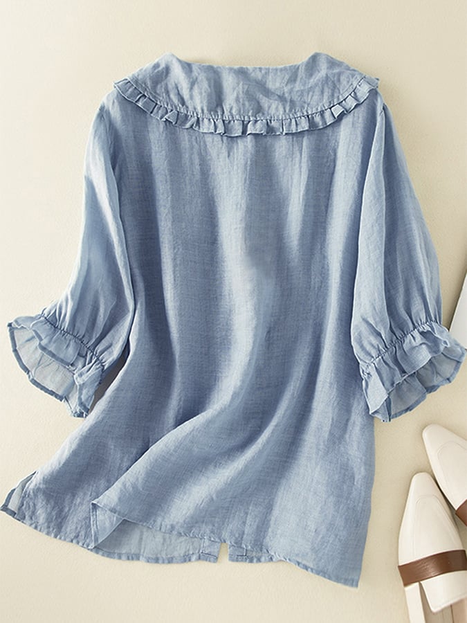 Lily – Ruffle Neck Shirt