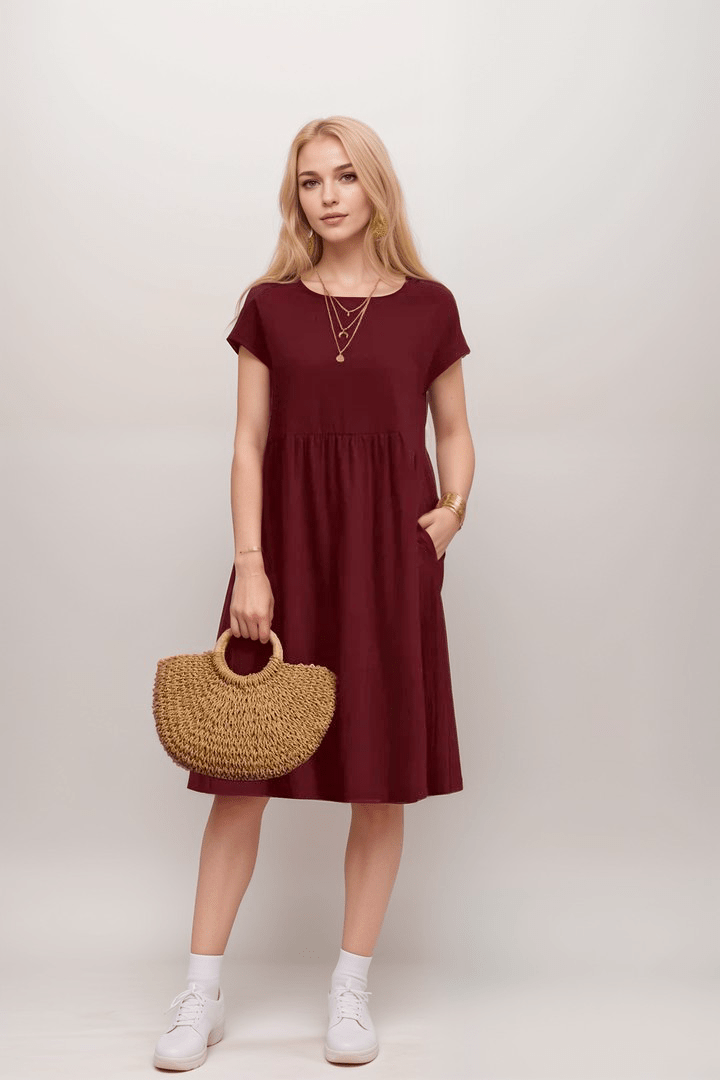 Casual Midi T-Shirt Dress | Relaxed Fit & Side Pockets | Everyday Comfort